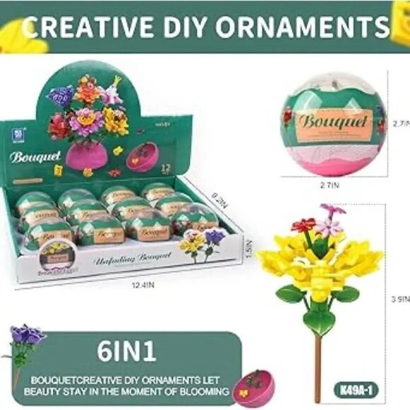 Colorful 6-in-1 DIY Flower Bouquet Blocks - Picture 1 of 10